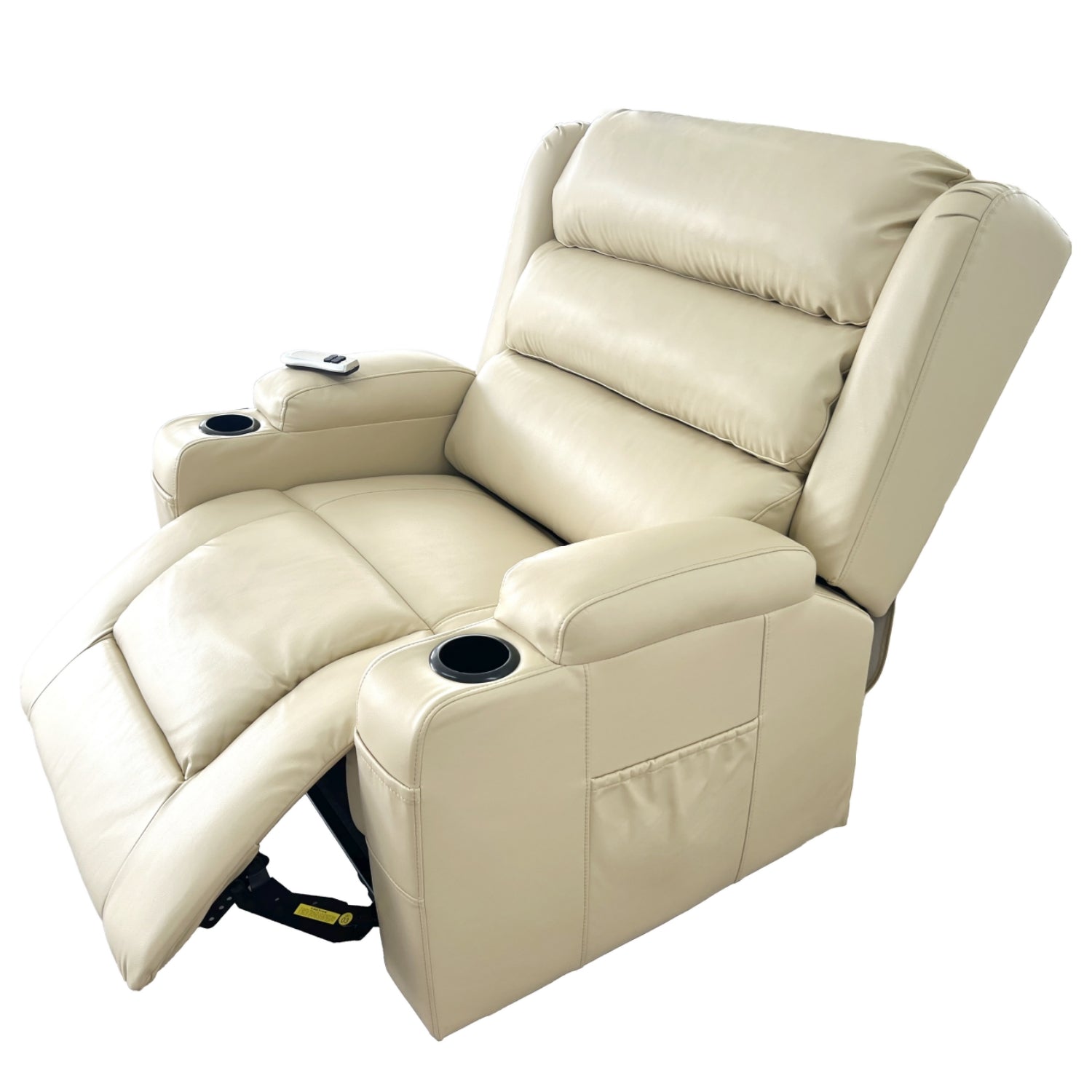 OUT BACK Lift Recliner Chair Extra Large 75cm Seat Width 250kg Lift Higher Leg Lift, 3-Years Warranty - (Beige Leather)