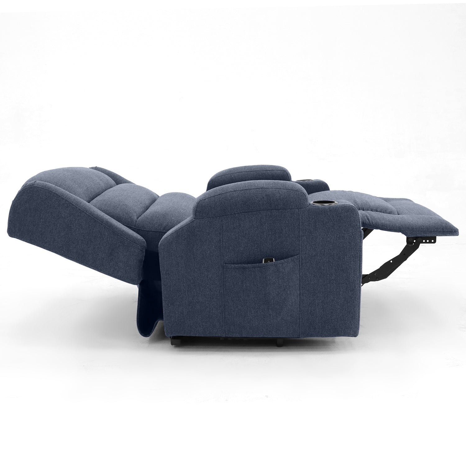 OUT BACK Lift Recliner Chair Extra Large 75cm Seat Width 250kg Lift Higher Leg Lift 3-Years Warranty - (Blue Fabric)