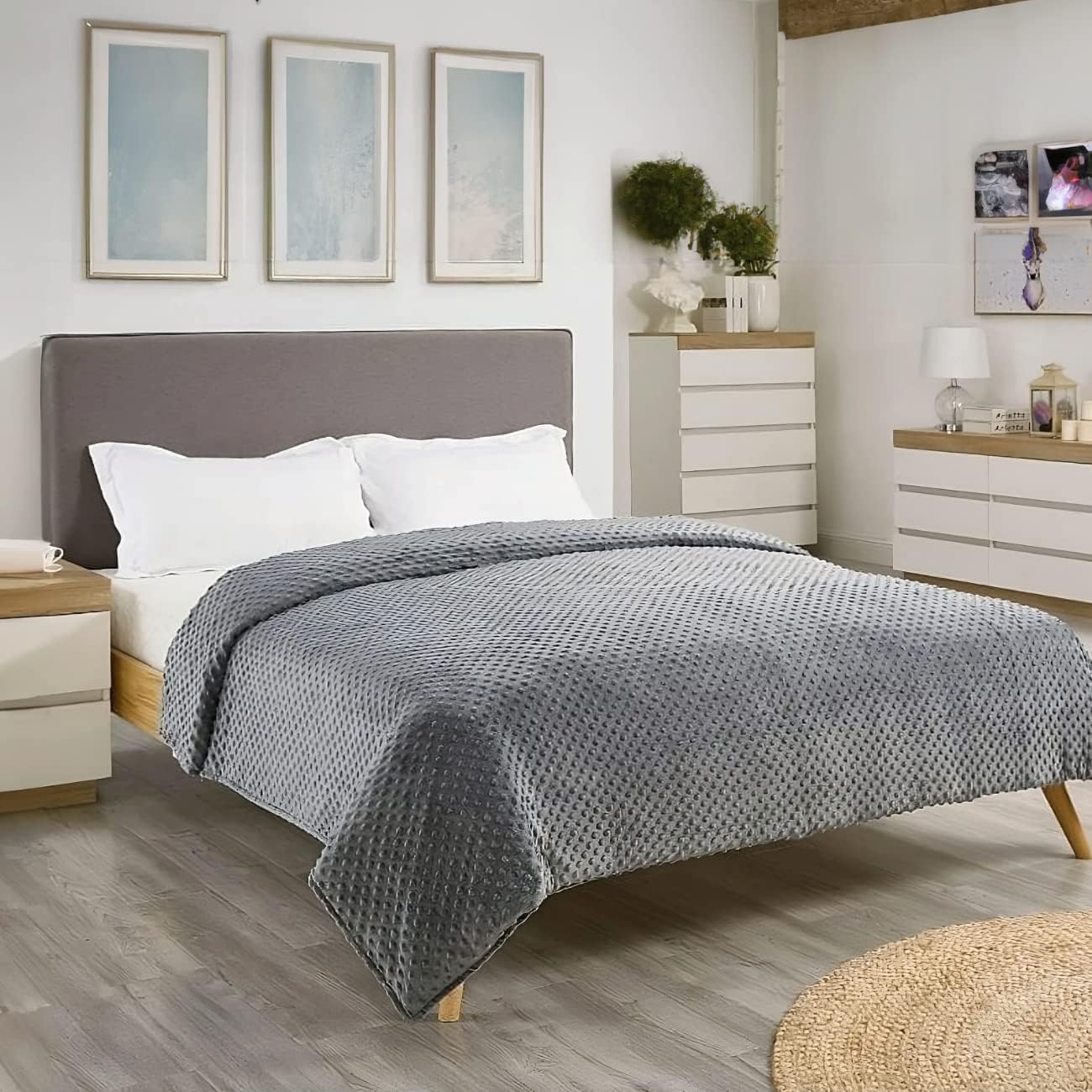 Weighted Blanket 9.1Kg (210 x 210cm) Super King, Heavy Blanket Duvet Ultra-Soft Minky Cover, Warm Big Hug Calming Blanket for Anti Anxiety and Autism