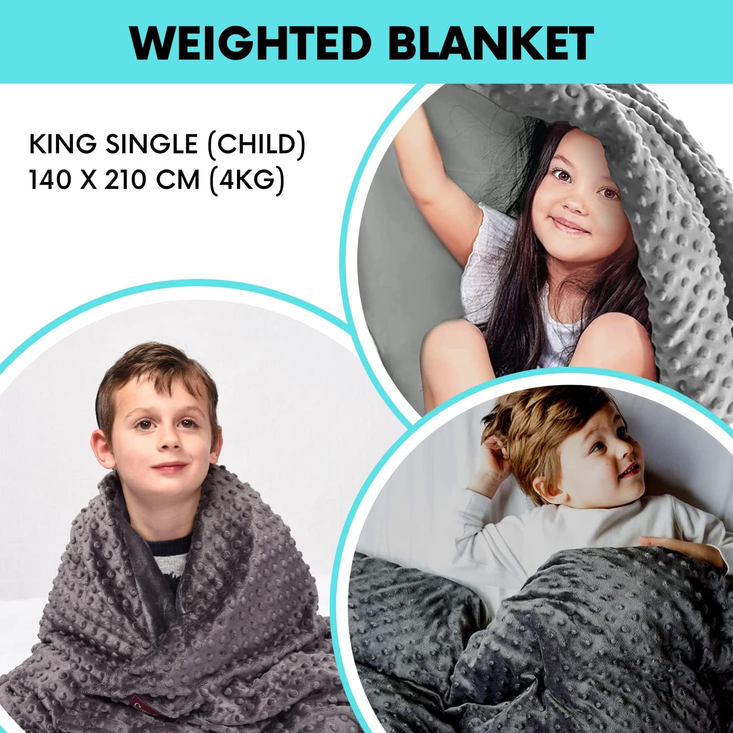 Weighted Blanket 4kg (140 x 210cm) for Double/King Single, Heavy Blanket Duvet with Minky Cover, Calming Throw Blanket with Heavy Premium Quality Glass Beads for Anti Anxiety and Autism