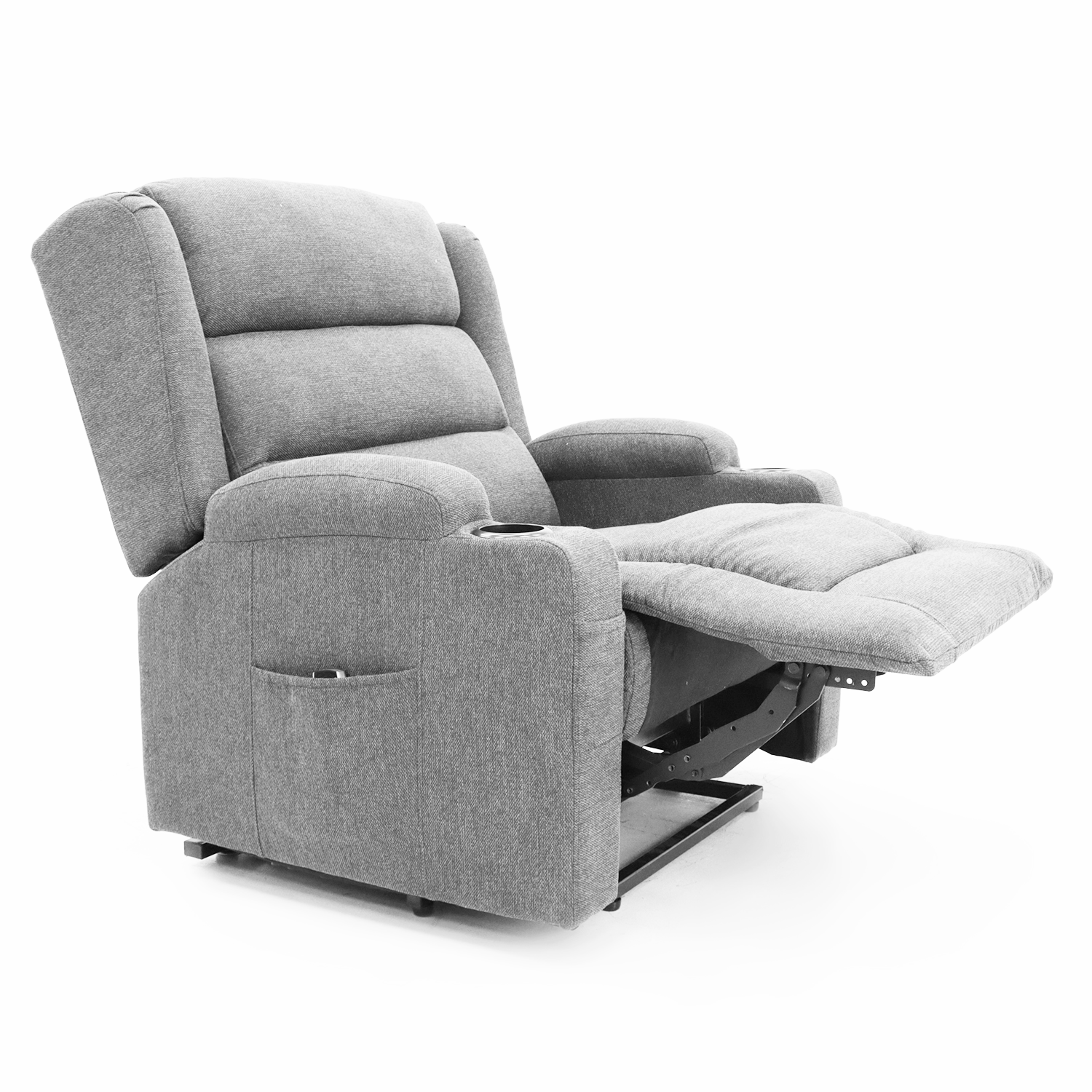 OUT BACK Lift Recliner Chair Extra Large 75cm Seat Width 250kg Lift Higher Leg Lift 3-Years Warranty - (Grey Fabric)