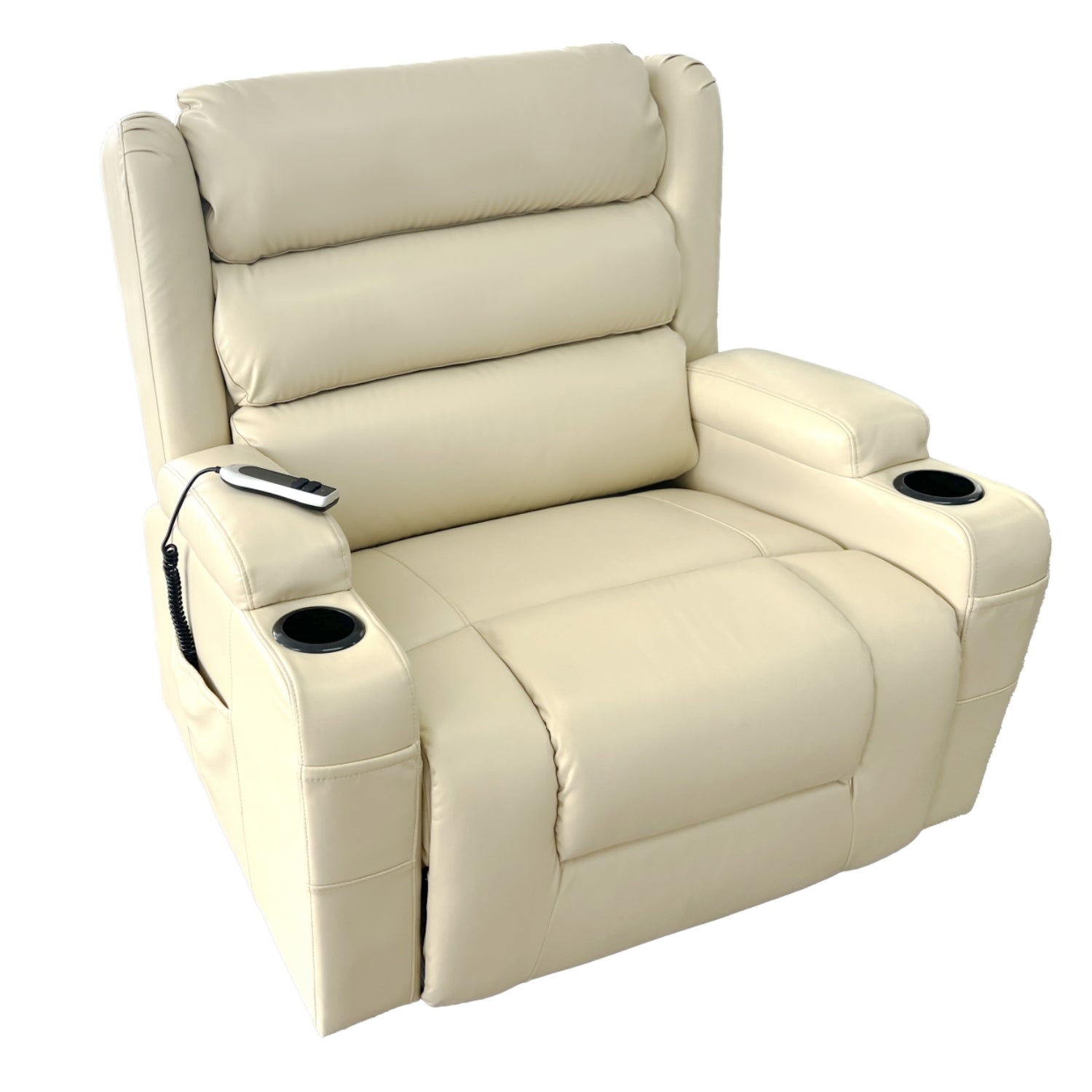OUT BACK Lift Recliner Chair Extra Large 75cm Seat Width 250kg Lift Higher Leg Lift, 3-Years Warranty - (Beige Leather)