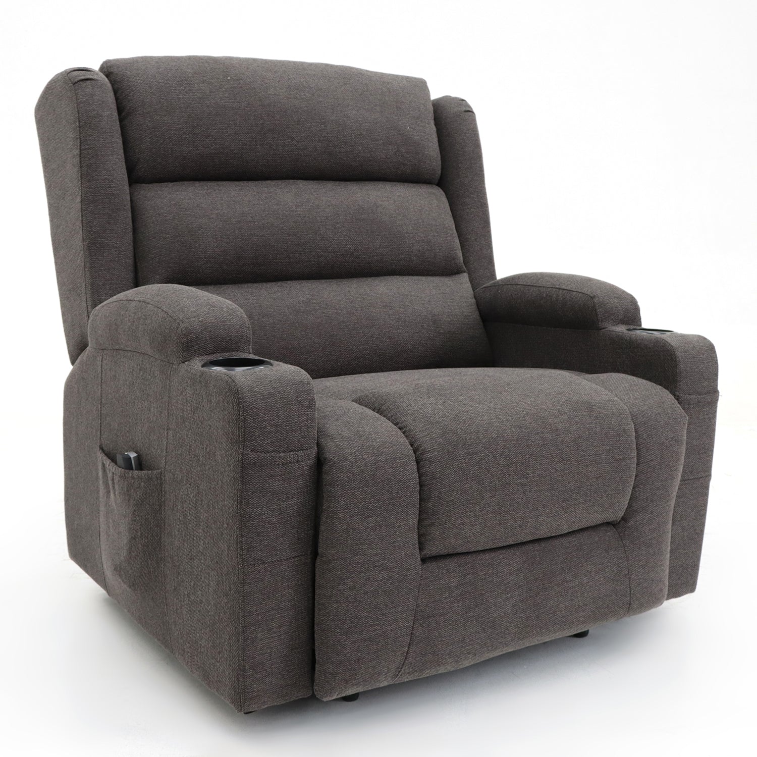 OUT BACK Lift Recliner Chair Extra Large 75cm Seat Width 250kg Lift Higher Leg Lift 3-Years Warranty - (Brown Fabric)