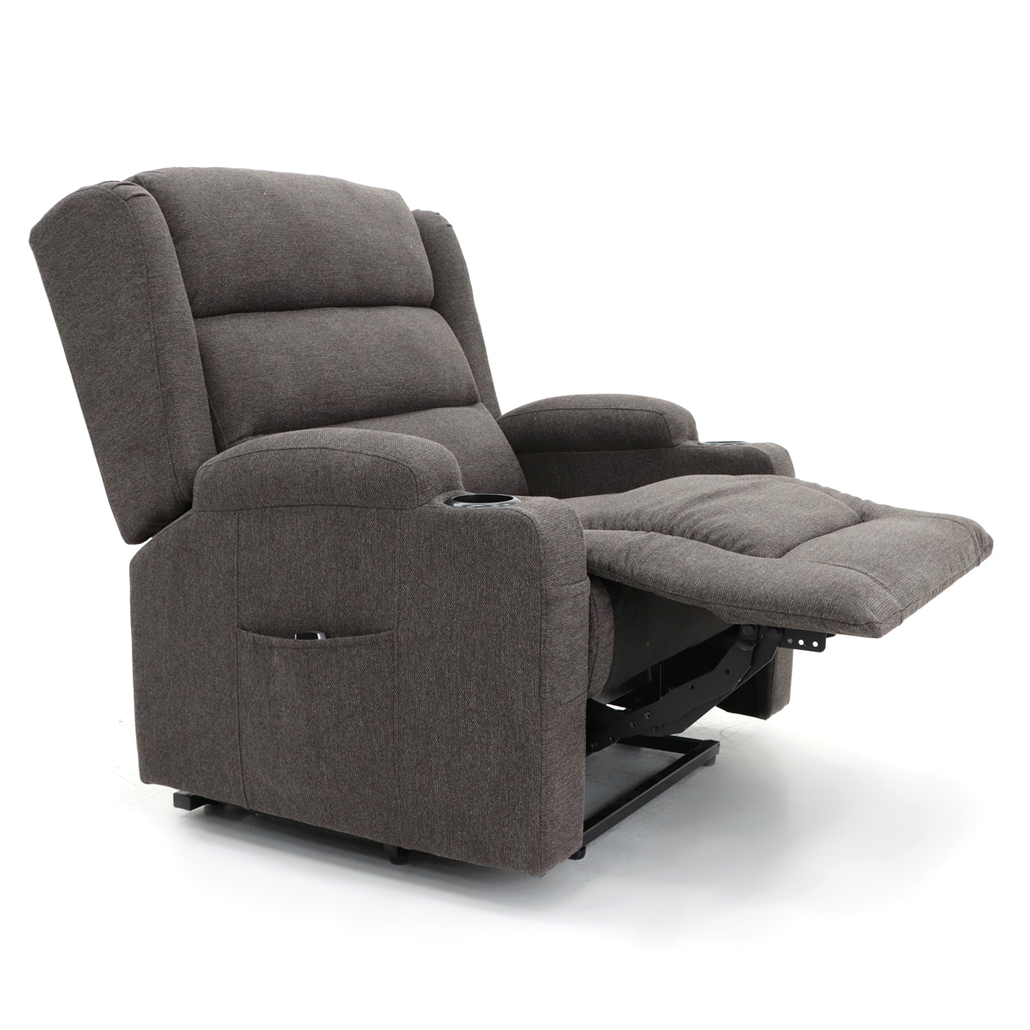 OUT BACK Lift Recliner Chair Extra Large 75cm Seat Width 250kg Lift Higher Leg Lift 3-Years Warranty - (Brown Fabric)