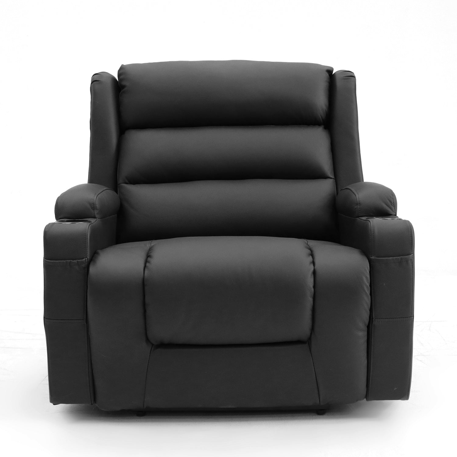 OUT BACK Lift Recliner Chair Extra Large 75cm seat Width 250kg Lift Higher Leg Lift 3-Years Warranty - (Black Leather)