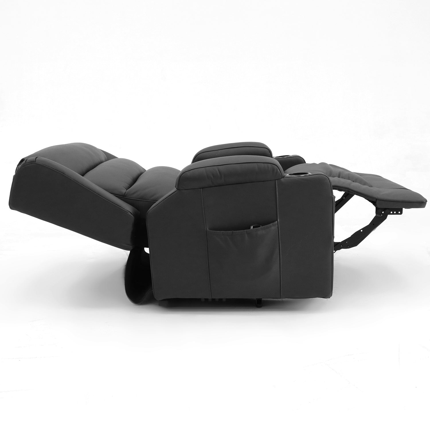 OUT BACK Lift Recliner Chair Extra Large 75cm seat Width 250kg Lift Higher Leg Lift 3-Years Warranty - (Black Leather)