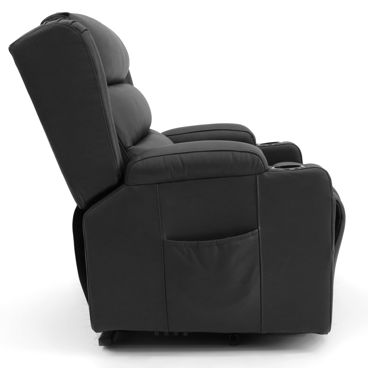 OUT BACK Lift Recliner Chair Extra Large 75cm seat Width 250kg Lift Higher Leg Lift 3-Years Warranty - (Black Leather)