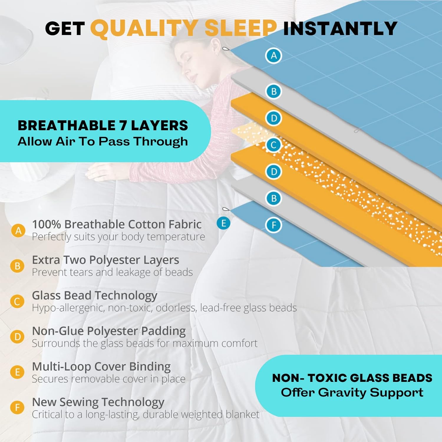 Weighted Blanket 12kg (240x260cm) Super King, Biggest Size in The Mark