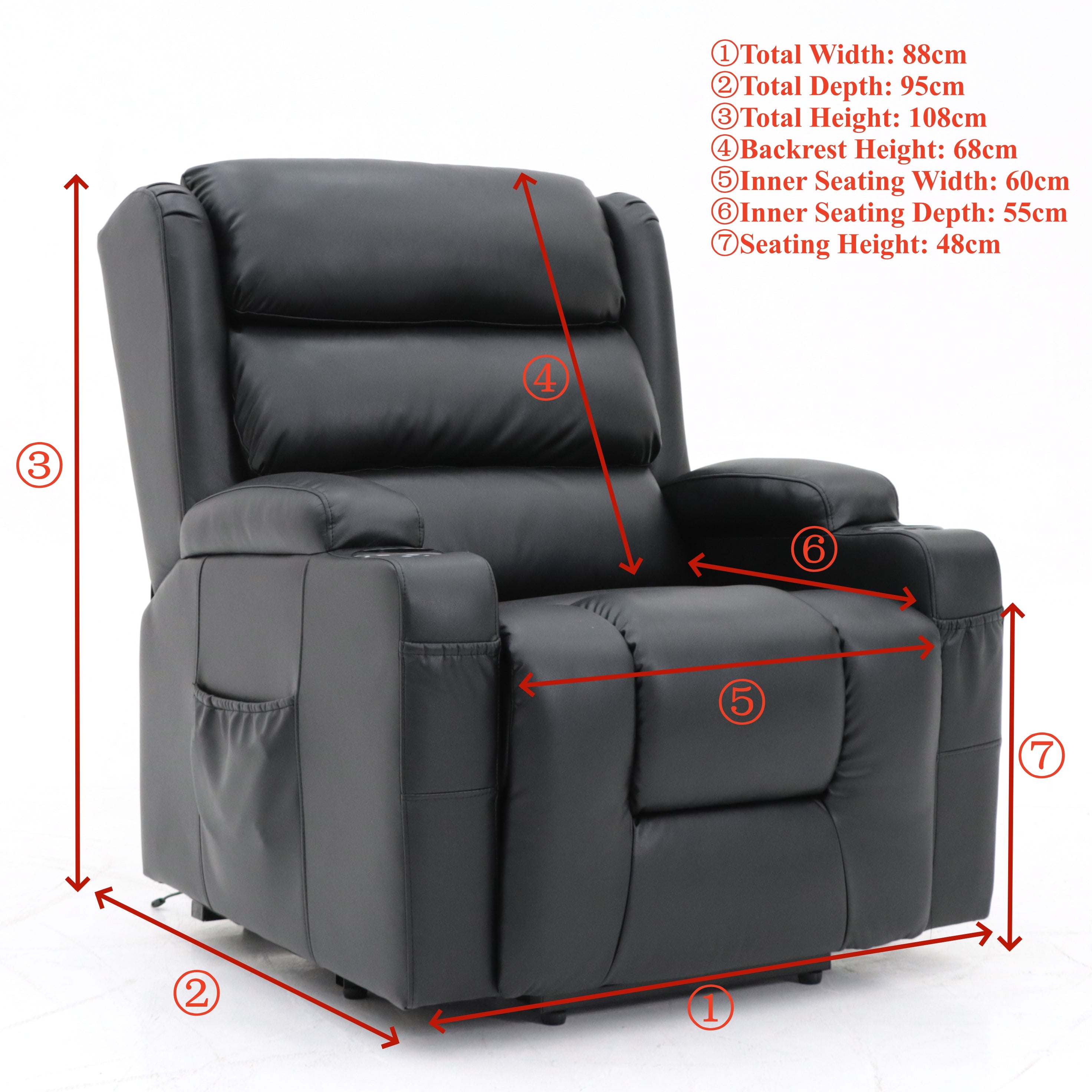 THE SPIRIT Lift Recliner Chair - 180kg Lift Capacity, Higher Leg Lift, 3-Years Warranty - (Black Leather)